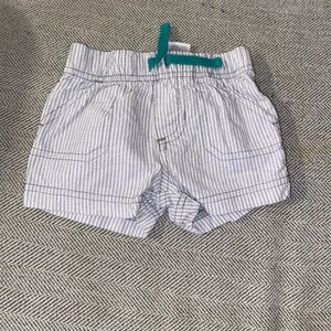 Child of mine 0-3M gray and white stripe drawstring shorts